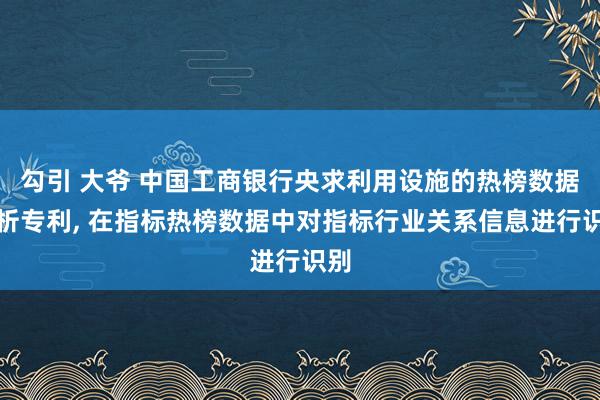 勾引 大爷 中国工商银行央求利用设施的热榜数据分析专利， 在指标热榜数据中对指标行业关系信息进行识别
