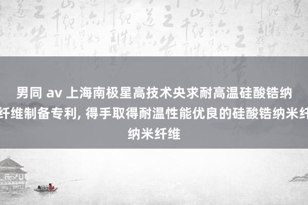 男同 av 上海南极星高技术央求耐高温硅酸锆纳米纤维制备专利， 得手取得耐温性能优良的硅酸锆纳米纤维