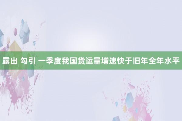 露出 勾引 一季度我国货运量增速快于旧年全年水平